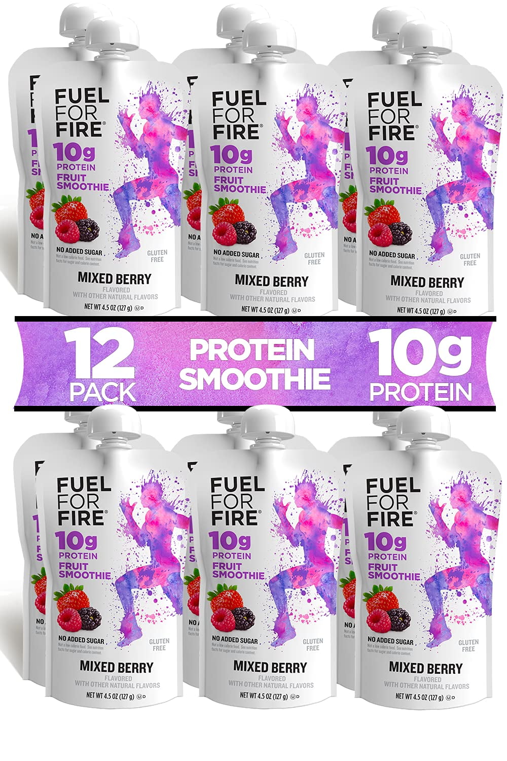 Fuel for Fire Protein Smoothie Pouch Mixed Berry (12Pack) Healthy