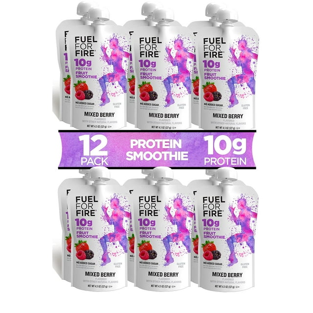 Fuel for Fire Protein Smoothie Pouch Mixed Berry (12Pack) Healthy
