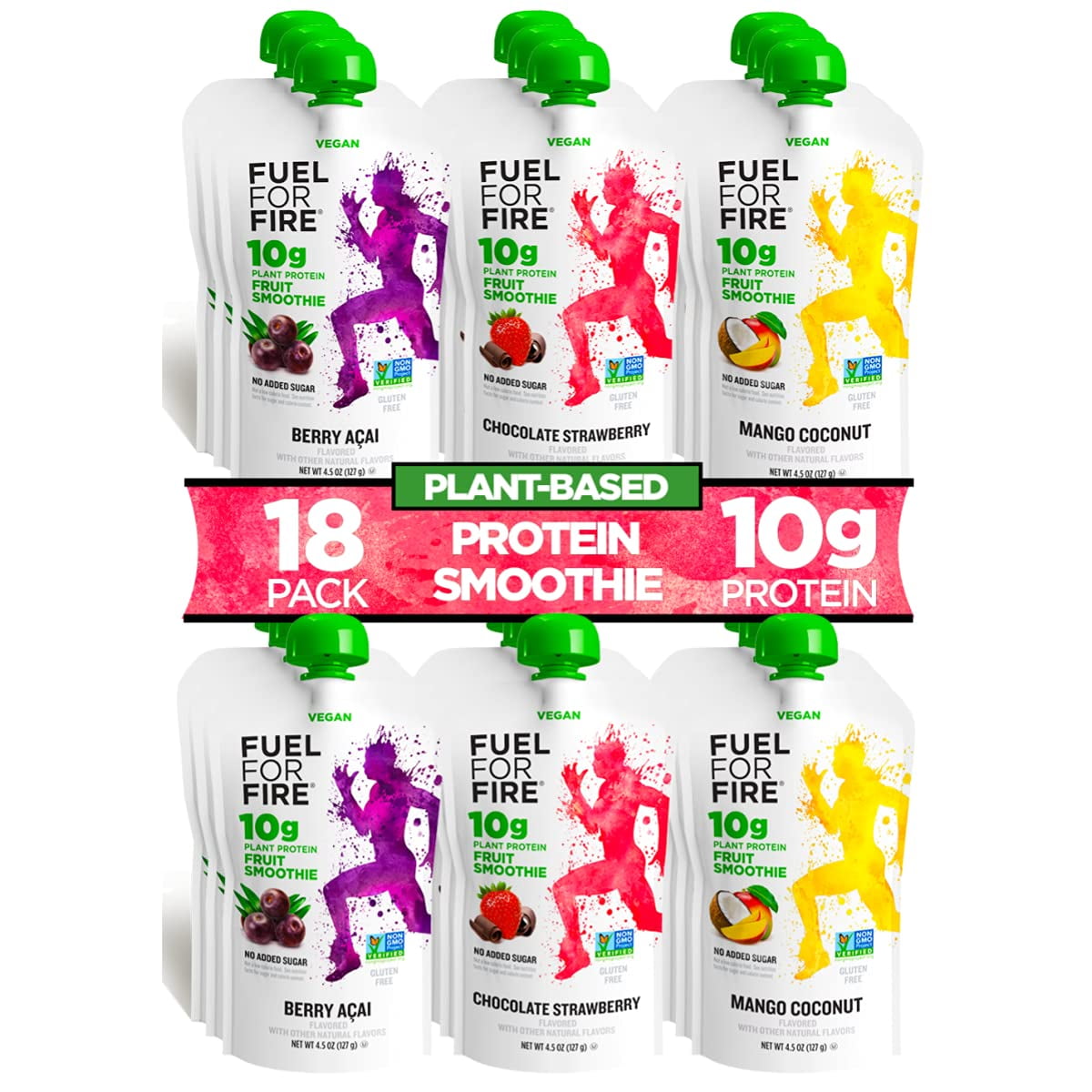 Fuel for Fire VEGAN OIF8 Protein Smoothie Squeeze Pouch Healthy Snack