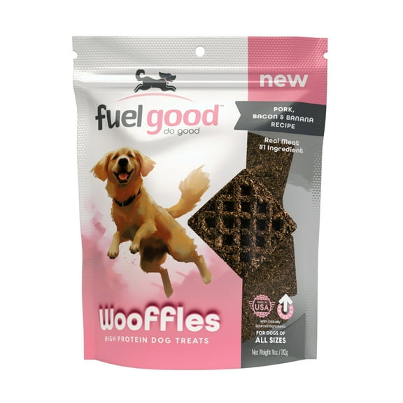 Fuel Good Wooffles Pork, Bacon & Banana Recipe High Protein Soft & Chewy Dog Treats, 11-oz bag