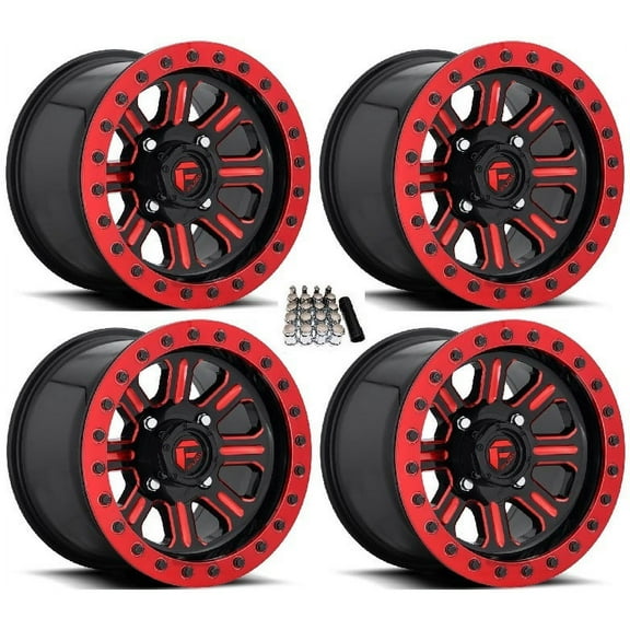 Fuel Hardline Beadlock 15" UTV Wheels Red Kawasaki Mule Pro FXT