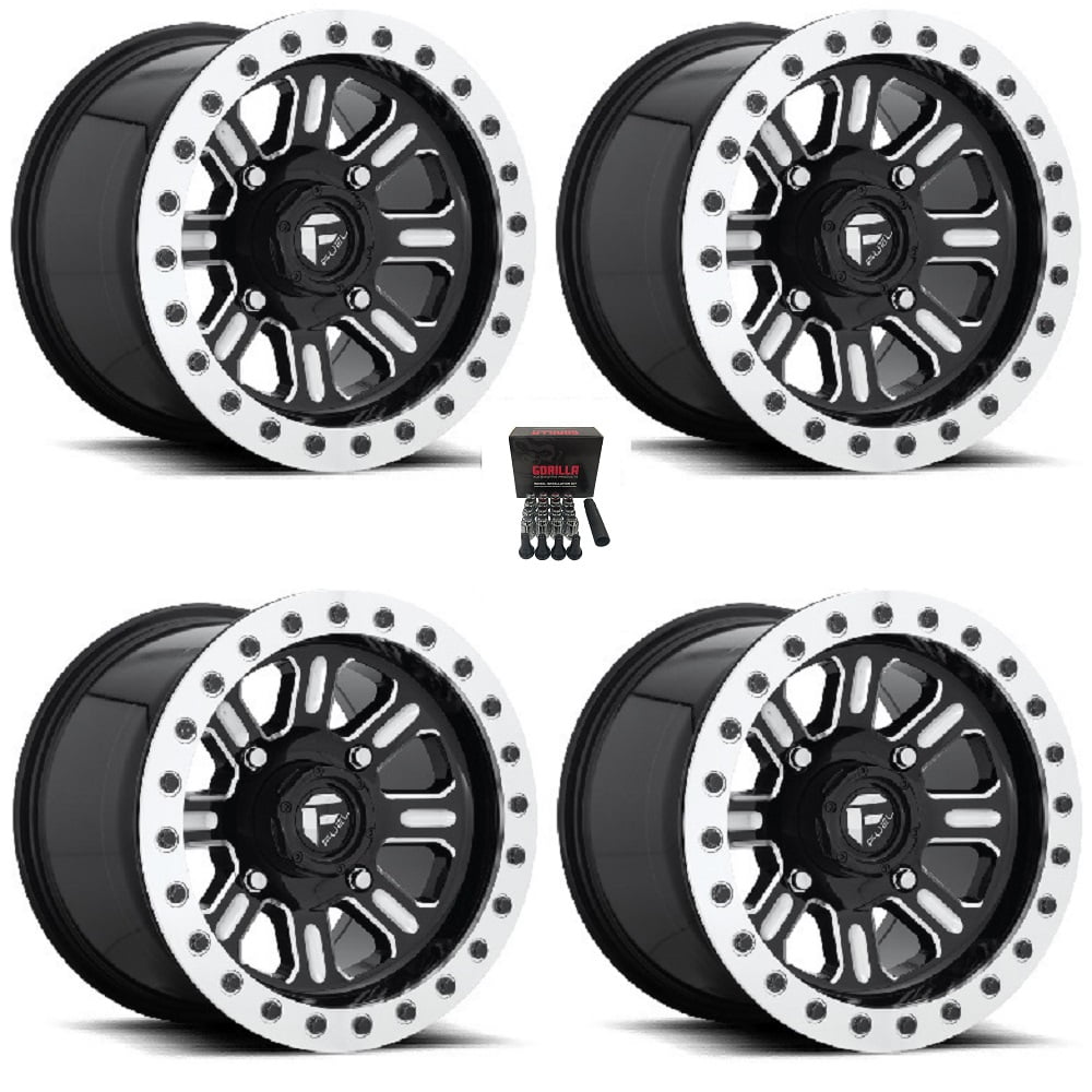Fuel Hardline Beadlock 15x10 Wide Wheels Black Polaris RZR 1000 XP