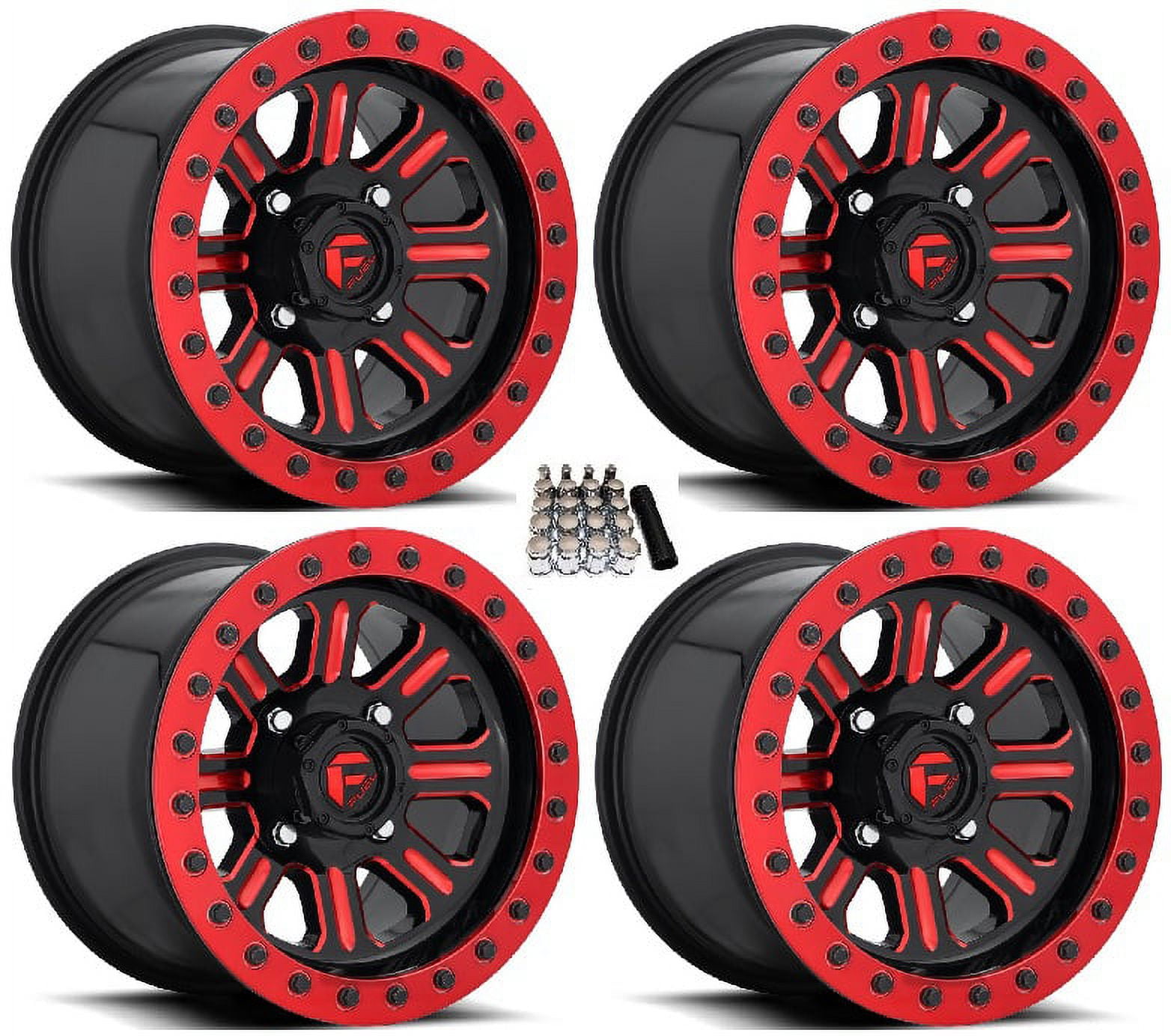 Fuel Hardline Beadlock 15x7/15x10 UTV Wheels Red Polaris RZR 1000 XP