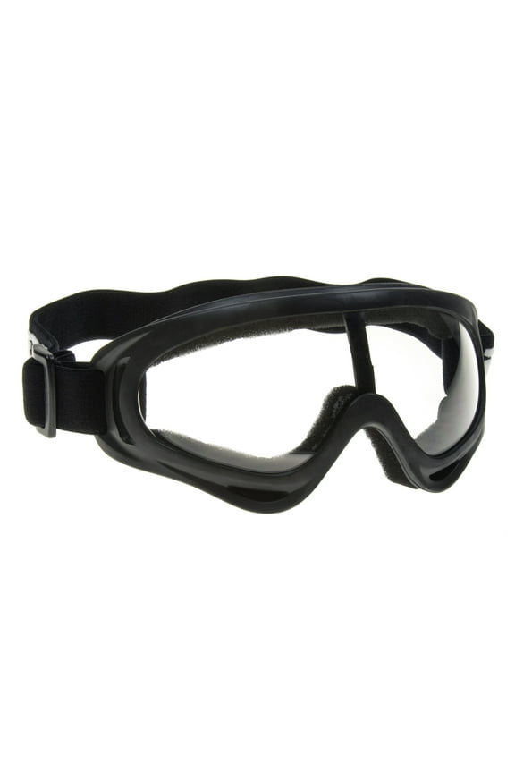 Adult Premium Riding Glasses for Motorcycle, Moped, or Scooter - Black Frame, Clear Lens, One Size