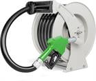 Fuel Hose Reel 1" x 33' Retractable with Fueling Nozzle Diesel Hose Reel 300 PSI Industrial Auto Swivel Heavy Duty Steel Construction for Farm Ship Vehicle Tank, Silver