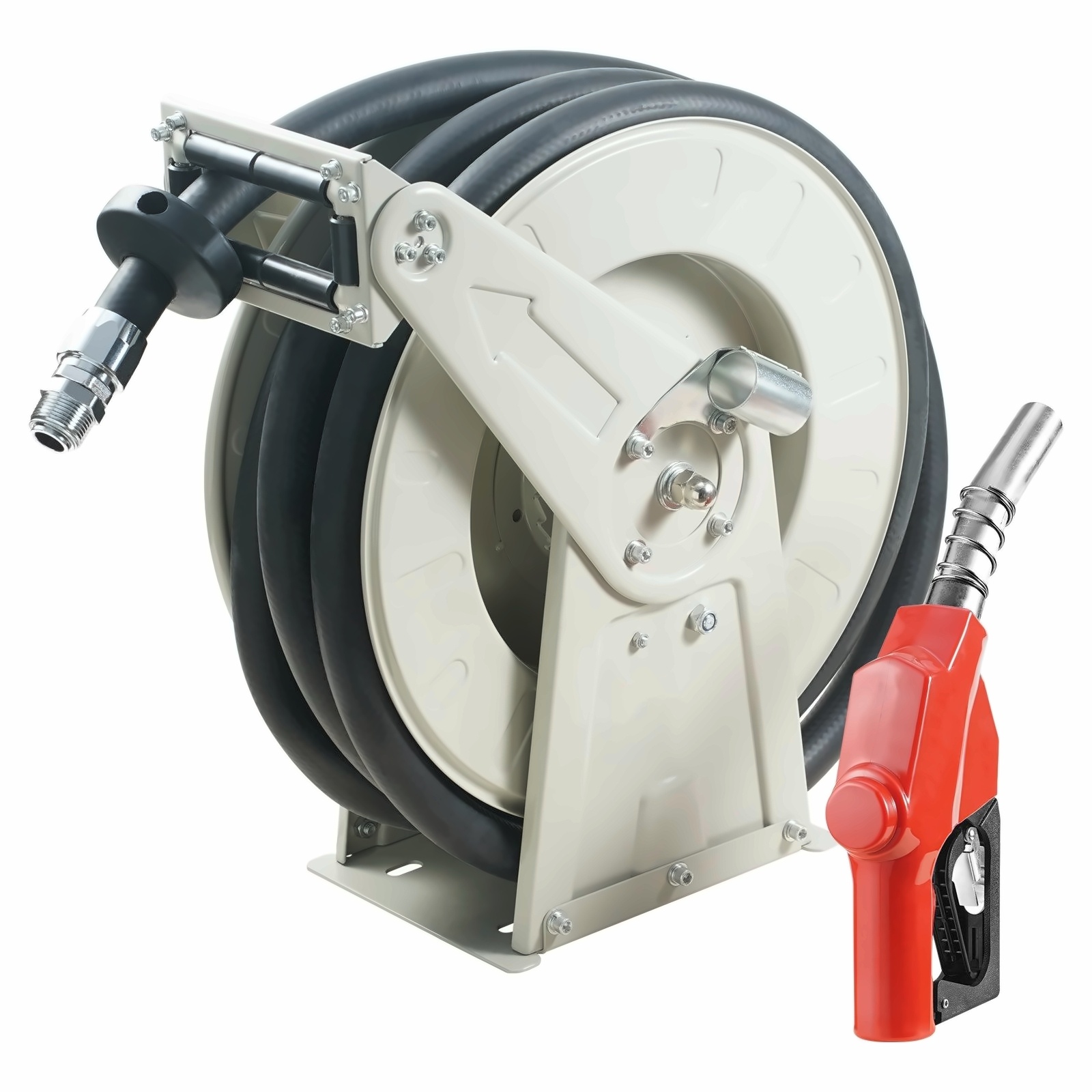 Fuel Hose Reel 3/4" x 66', Diesel Fuel Hose, Heavy Duty Carbon Steel, Auto Retractable, NBR Rubber, 300PSI for Truck, Ship, Vehicle, Aircraft