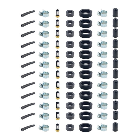 Fuel Injector Repair Kit For 1981 - 1992 XJS Jaguar 5.3L 5343CC V12 / 0280150161 / Filters / Seals / Caps / Hoses / Hose Clamps