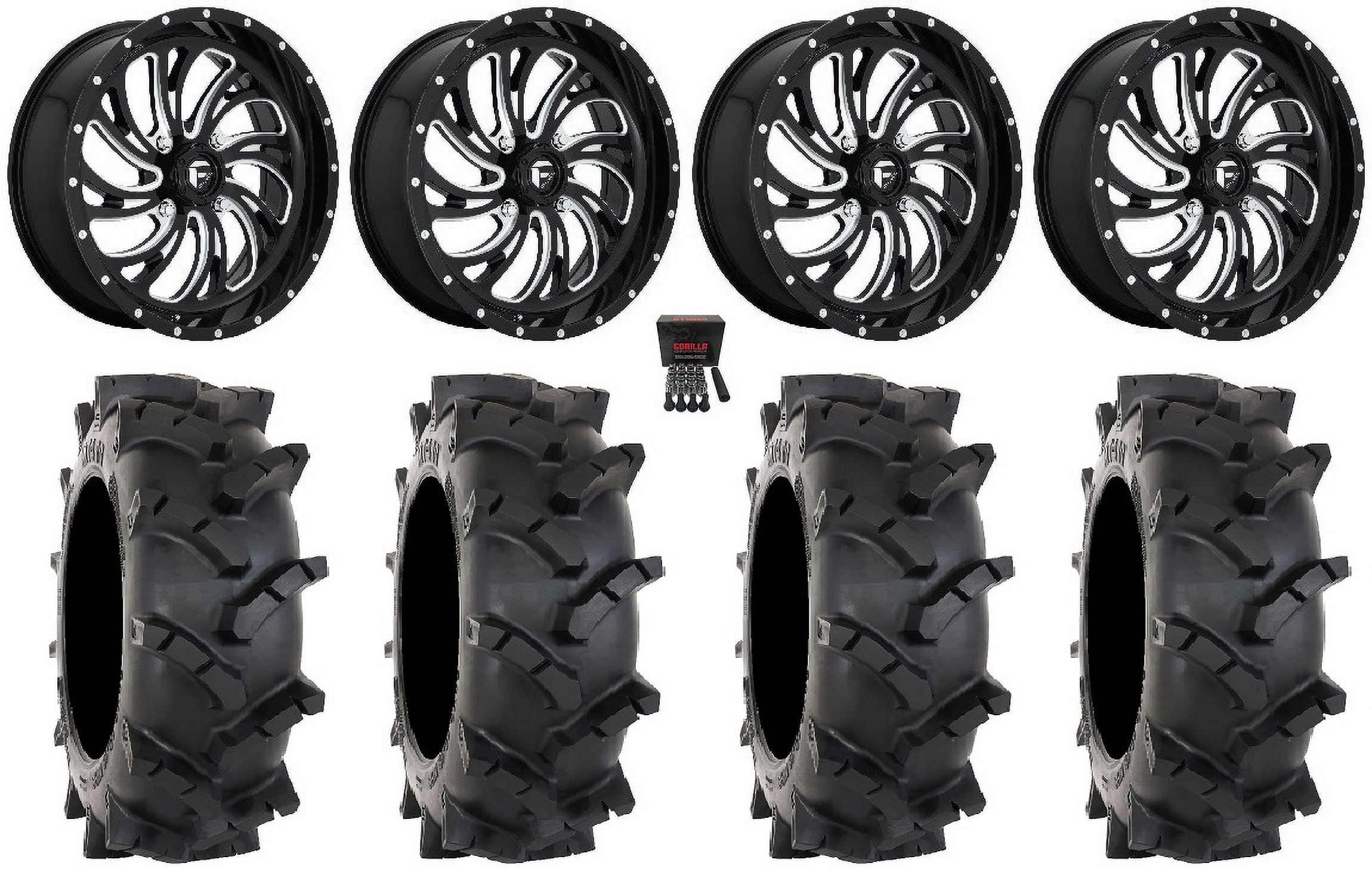 Fuel Kompressor 20" Wheels Black 35" MT410 Tires Sportsman RZR Ranger