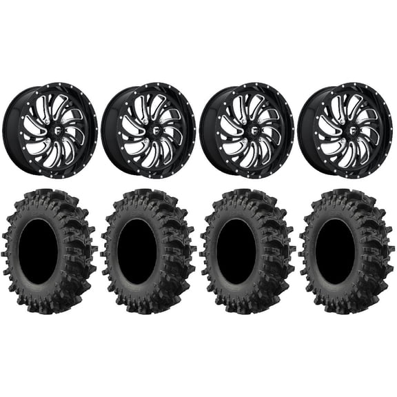 Fuel Kompressor 24" Wheels Black 45" MotoSlayer Tires Can-Am Commander Maverick Renegade Outlander Defender