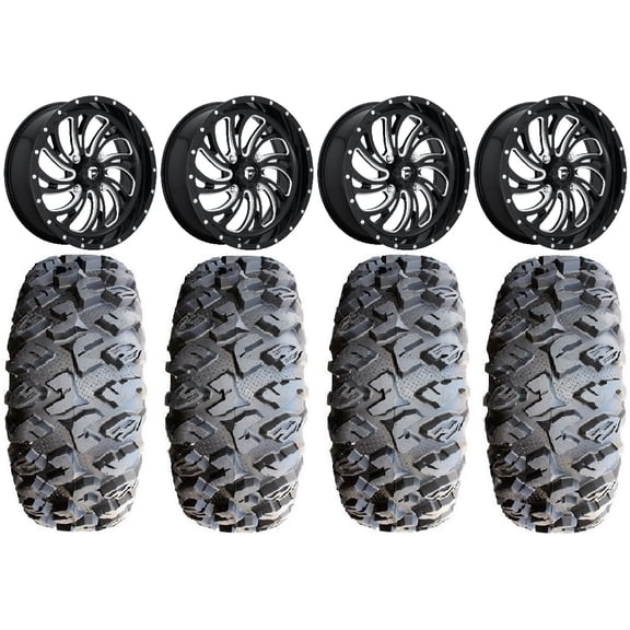 Fuel Kompressor Black 18" Wheels 33" MotoClaw Tires Polaris RZR XP 1000 / PRO XP / Ranger XP 900/1000