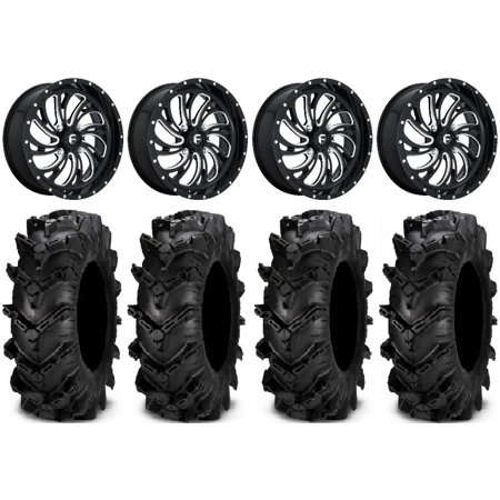 Fuel Kompressor Black 18" Wheels 36" Cryptid Tires Kawasaki Mule Pro FXT