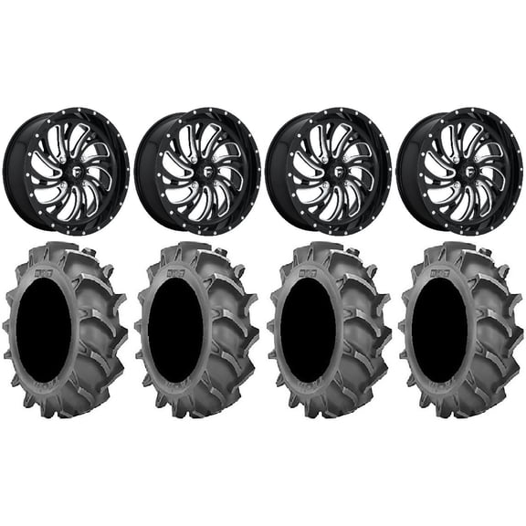 Fuel Kompressor Black 24" Wheels 42x9.5 BKT 171 Tires Can-Am Commander Maverick Renegade Outlander Defender