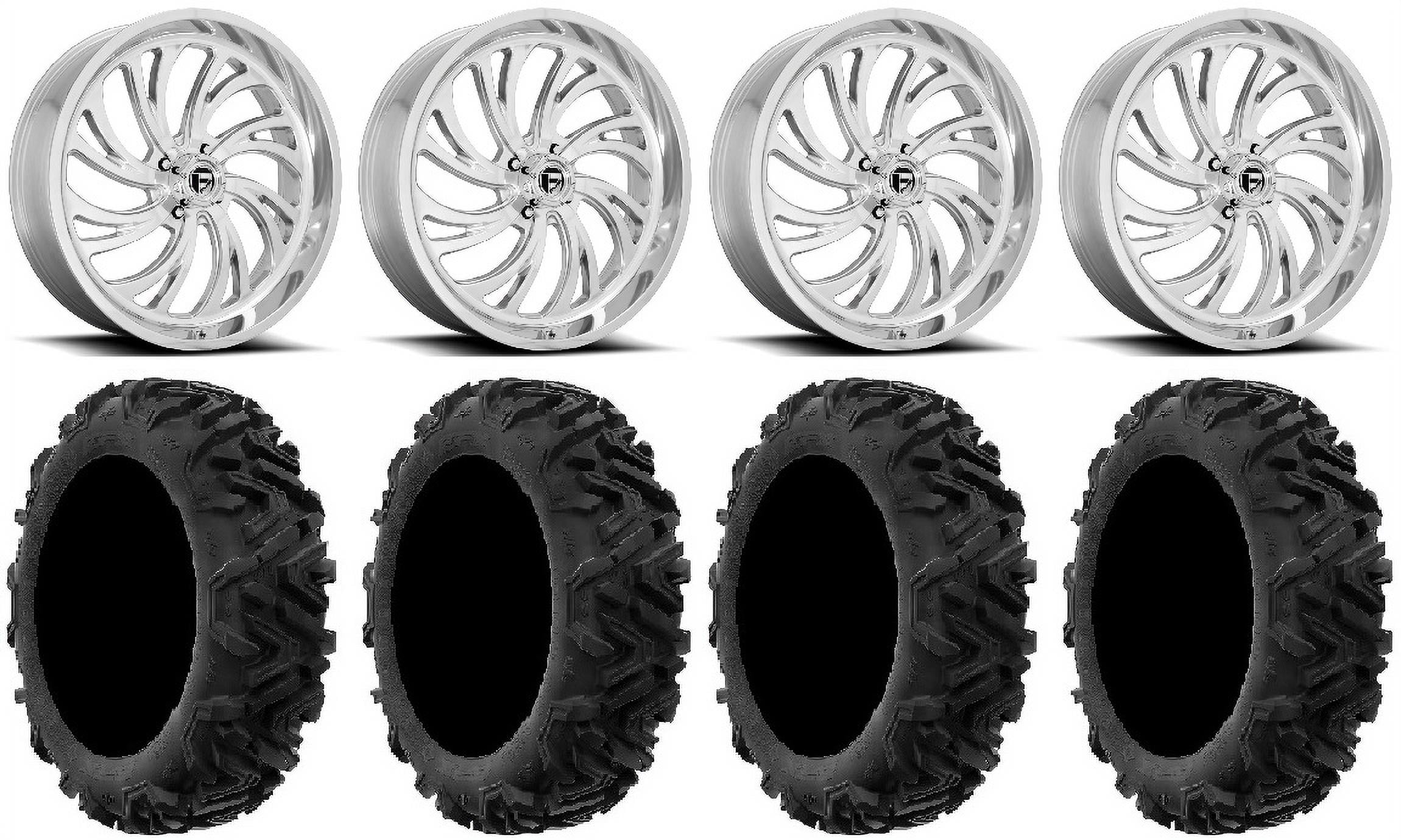 Fuel Kompressor Polished 20" Wheels 34" Moto MTC Tires Kawasaki Teryx Mule