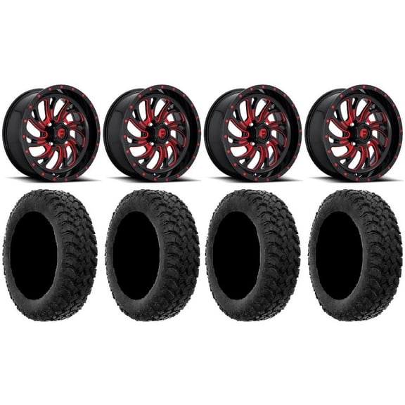 Fuel Kompressor Red 20" Wheels 34" MotoHammer Tires Can-Am Maverick X3 / Honda Pioneer 1000 / Talon