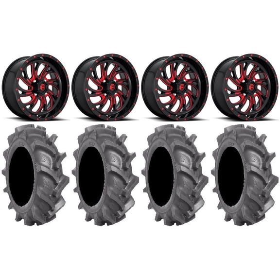 Fuel Kompressor Red 20" Wheels 38" BKT AT 171 Tires Can-Am Commander Maverick Renegade Outlander Defender