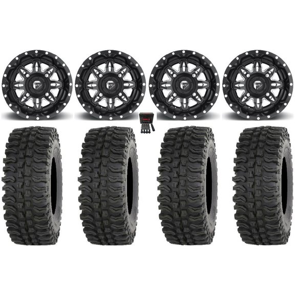 Fuel Lethal 14" Wheels Black 27" BDC Tires Kawasaki Mule Pro FXT