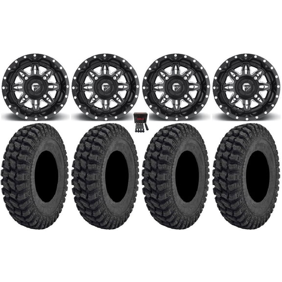 Fuel Lethal 14" Wheels Black 30" Warrior AT Tires Kawasaki Mule Pro FXT