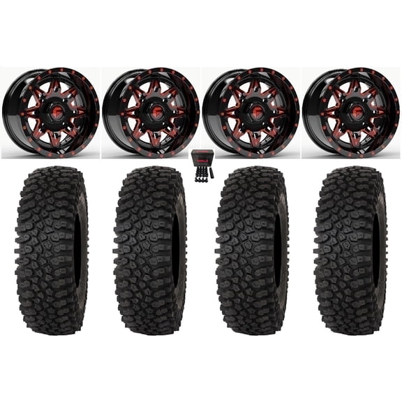 Fuel Lethal 14" Wheels Red 28" Roctane ST Tires Sportsman 550 850 1000