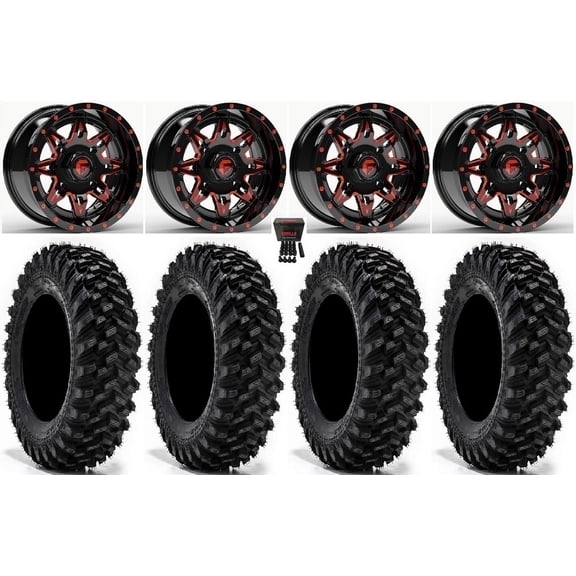 Fuel Lethal 14" Wheels Red 30" Warrior XT Tires Sportsman RZR Ranger
