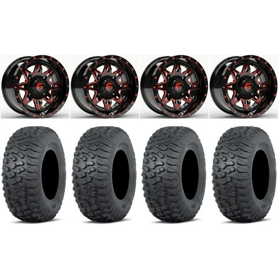 Fuel Lethal 14" Wheels Red 32" Terra Hook Tires Kawasaki Mule Pro FXT