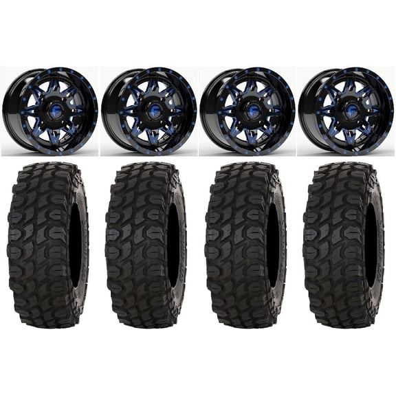 Fuel Lethal 15" Wheels Blue 32" XComp ATR Tires Sportsman RZR Ranger