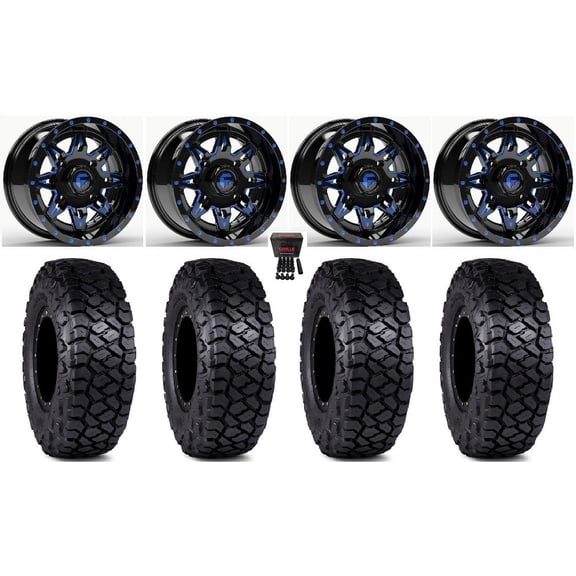 Fuel Lethal 15" Wheels Blue 35" Intersect Tires Kawasaki Teryx Mule