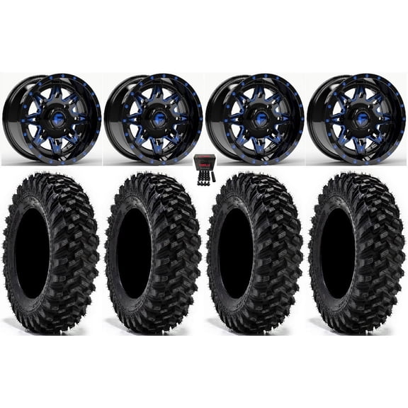 Fuel Lethal 15" Wheels Blue 35" Warrior XT Tires Kawasaki Teryx Mule