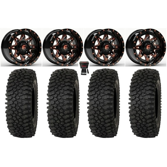 Fuel Lethal 15" Wheels Orange 33" Roctane STX Tires Kawasaki Mule Pro FXT