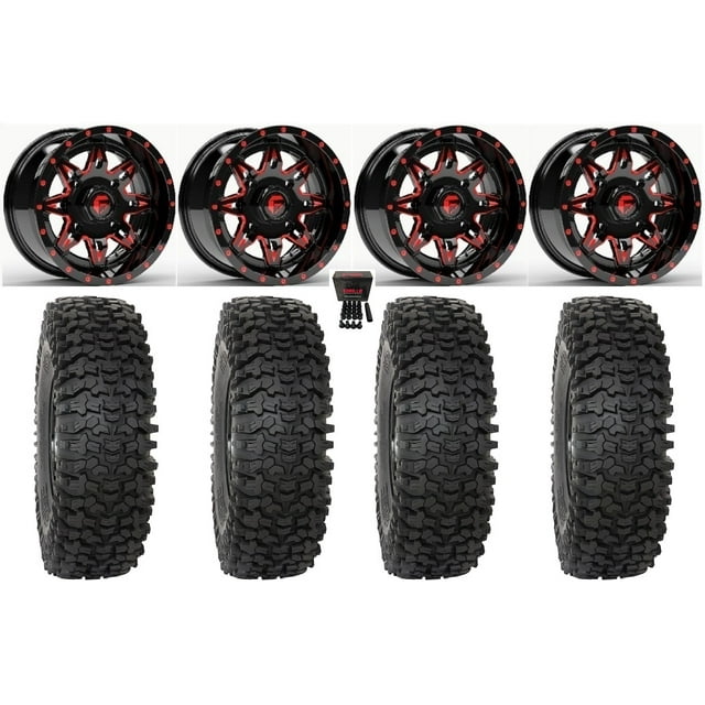 Fuel Lethal 15" Wheels Red 35" RC500S Sticky Tires Can-Am Commander Maverick Renegade Outlander Defender
