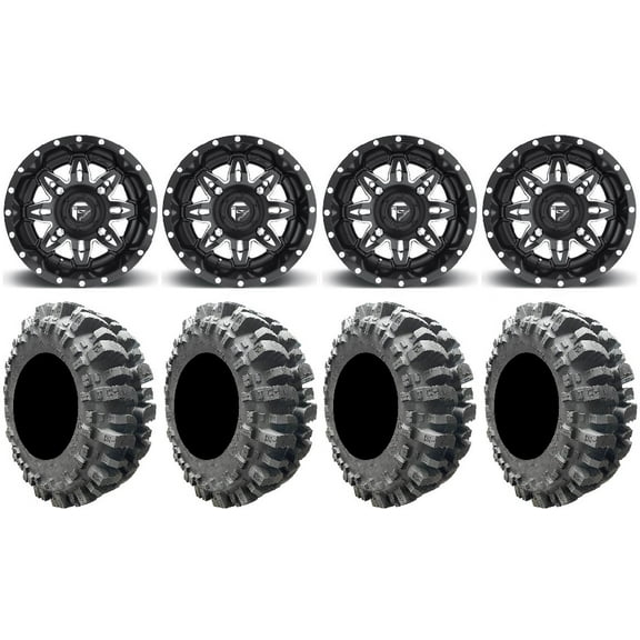 Fuel Lethal Black 14" Wheels 27" Bogger Tires Kawasaki Mule Pro FXT