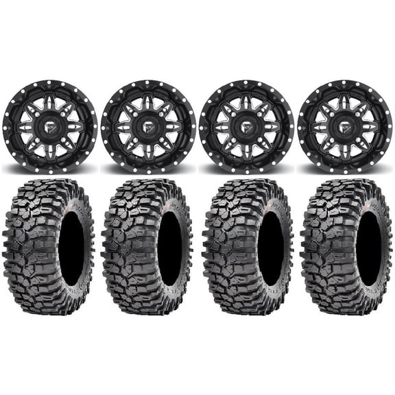 Fuel Lethal Black 14" Wheels 35" Roxxzilla Tires Kawasaki Mule Pro FXT