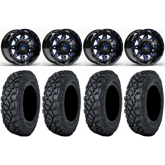 Fuel Lethal Blue 14" Wheels 27" Klever X/T Tires Polaris RZR XP 1000 / PRO XP / Ranger XP 900/1000