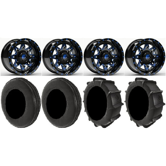 Fuel Lethal Blue 14" Wheels 28" Dune Tires Polaris RZR XP 1000 / PRO XP / Ranger XP 900/1000
