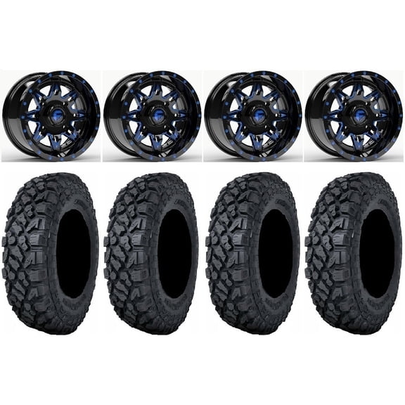 Fuel Lethal Blue 14" Wheels 28" Klever X/T Tires Polaris RZR XP 1000 / PRO XP / Ranger XP 900/1000