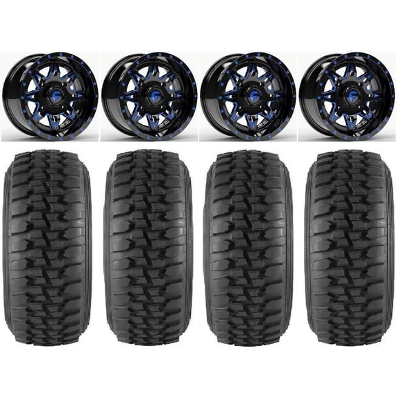Fuel Lethal Blue 15" Wheels 30" Desert Series Tires Can-Am Maverick X3 / Honda Pioneer 1000 / Talon