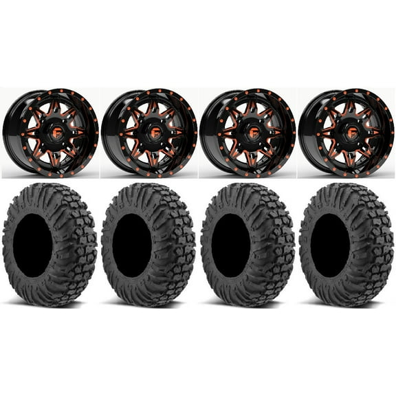 Fuel Lethal Orange 14" Wheels 32" MotoVator Tires Sportsman RZR Ranger
