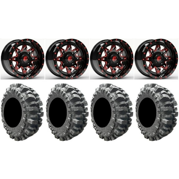 Fuel Lethal Red 14" Wheels 28" Bogger Tires Sportsman RZR Ranger