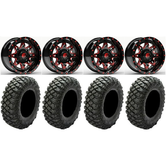 Fuel Lethal Red 14" Wheels 32" Crawler XG Tires Sportsman RZR Ranger