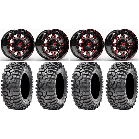 Fuel Lethal Red 14" Wheels 35" Roxxzilla Tires Polaris RZR XP 1000 / PRO XP / Ranger XP 900/1000