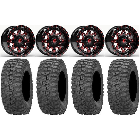 Fuel Lethal Red 15" Wheels 32" Rock-A-Billy Tires Can-Am Maverick X3 / Honda Pioneer 1000 / Talon