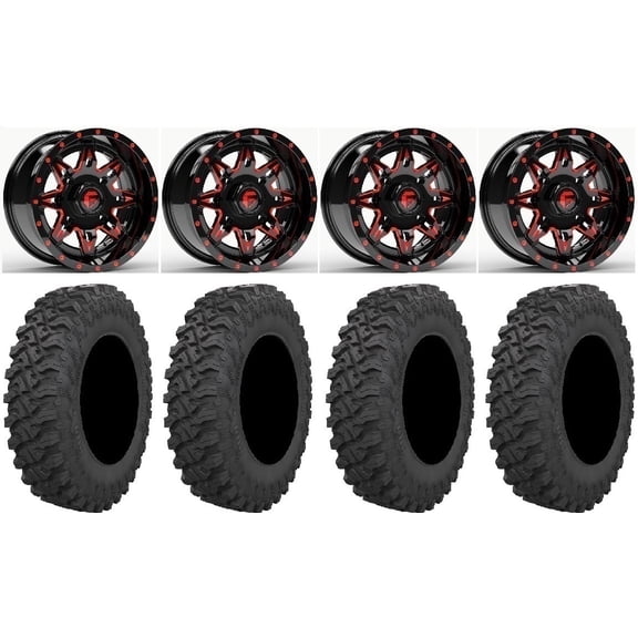 Fuel Lethal Red 15" Wheels 33" Pro Runner Tires Sportsman RZR Ranger