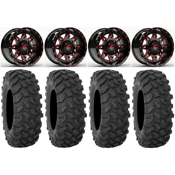 Fuel Lethal Red 15" Wheels 33" XTR370 Tires Sportsman RZR Ranger