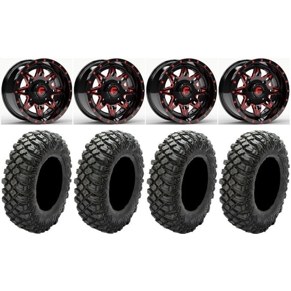 Fuel Lethal Red 15" Wheels 35" Crawler XG Tires Can-Am Commander Maverick Renegade Outlander Defender