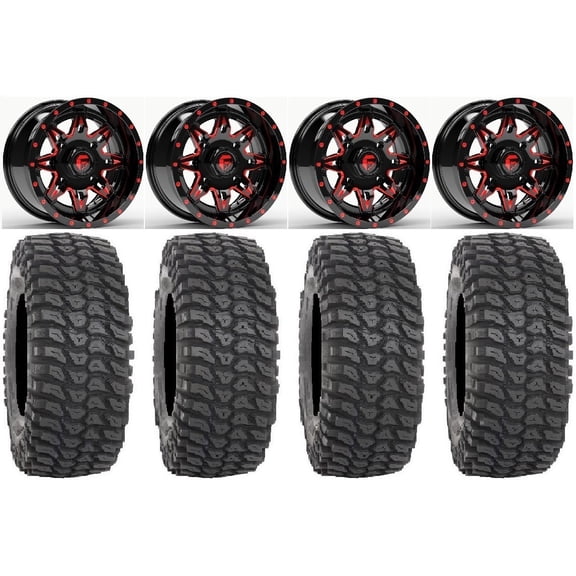 Fuel Lethal Red 15" Wheels 35" XCR350 Tires Can-Am Commander Maverick Renegade Outlander Defender
