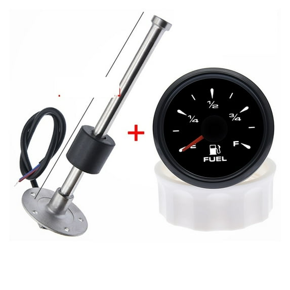 Fuel Level Gauge With 7 Colors Backlight + 0~190 Ohm Fuel Level Sensor Fit For Car Boat RV Camper ,Compact & Sturdy