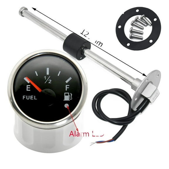 Fuel Level Gauge With Fuel Level Sensor 52mm Fuel Level Meter With ALARM LED Red Backlight 150 200 250 300mm 0-190 Ohm Sensor ,Easy to Install