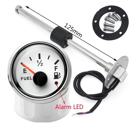 Fuel Level Gauge With Fuel Level Sensor 52mm Fuel Level Meter With ALARM LED Red Backlight 150 200 250 300mm 0-190 Ohm Sensor