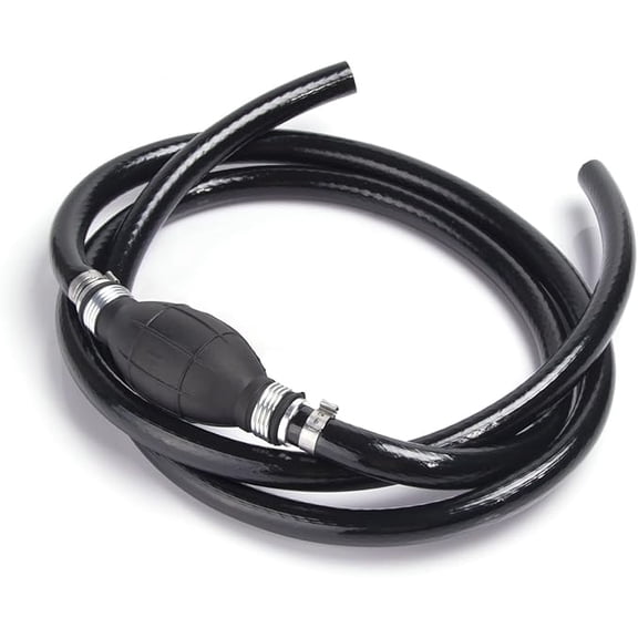 Fuel Line Assembly, Nylon Braided Fuel Line Hose Marine 3/8" Hose Outboard Boat Motor RVs Universal Fuel Line Assembly with Primer Hand Pump Bulb 6FT (3/8" nylon braided rubber)