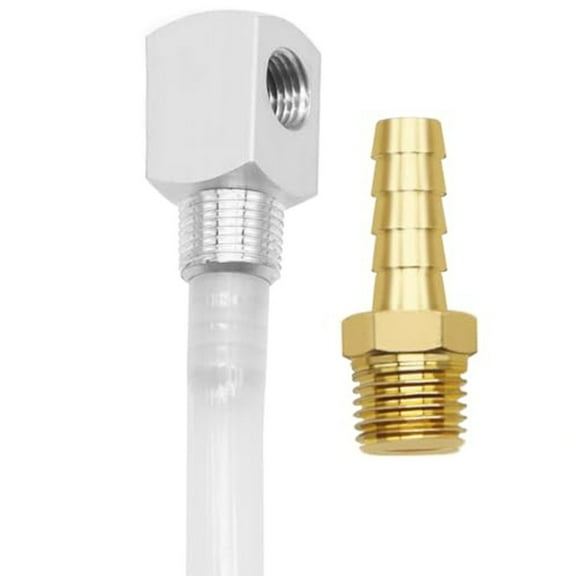 Fuel Line Connector With 90 Degree Aluminum Fitting And Brass Barb Adapter For Ship Fuel Tanks With Standard Depth