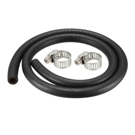 Fuel Line Fuel Hose Rubber 8mm I.D. 0.9M/2.95FT Diesel Petrol Hose Engine Pipe Tubing with 2 Clamps